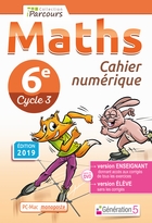 jaquette CD-rom Cahier numérique iParcours Maths - 6ème Cycle 3 - Enseignant et élève - Monoposte (éd. 2019)